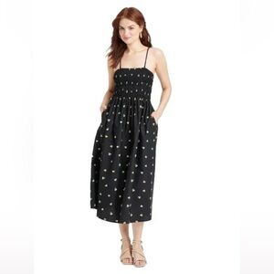 A New Day Black Lemon smocked Midi Dress